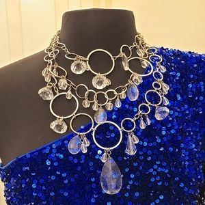 Layered Acrylic and Silver Plated Statement Necklace and choice of Earrings